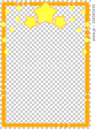 閃閃發光的星星和蠟筆框架[A4，垂直] 108365830