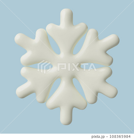 3d minimal white snowflake icon realistic glossy plastic three dimensional winter snow decoration 108365984