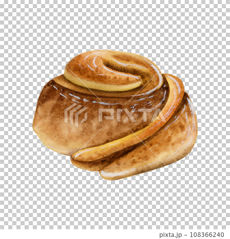 Cinnamon roll bun bakery dessert watercolor illustration isolated on white background. Round pastry product for logo and labels design, packaging of goods and cards Cinnamon roll bun bakery dessert watercolor illustration isolated on white background. Round pastry product for logo and labels design, packaging of goods and cards 108366240