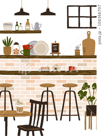 おしゃれなカフェのイラスト おしゃれなカフェのイラスト 108366707