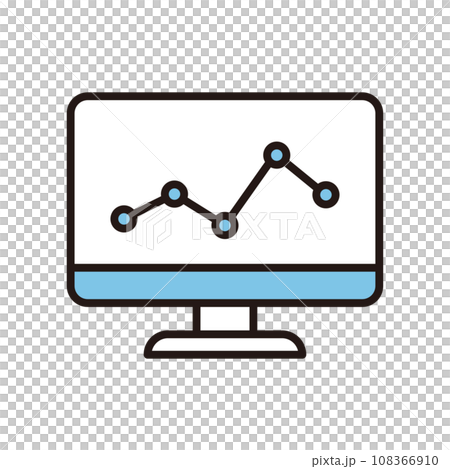 Computer and line graph information icon Computer and line graph information icon 108366910