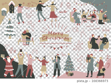 クリスマスを楽しむ人達 108366973