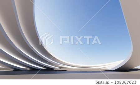 futuristic architecture in the form of waves layered layers. 3D illustration render futuristic architecture in the form of waves layered layers. 3D illustration render 108367023