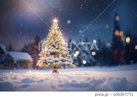 Blur Christmas Tree Snow Christmas Background Blur Christmas Tree Snow Christmas Background 108367731