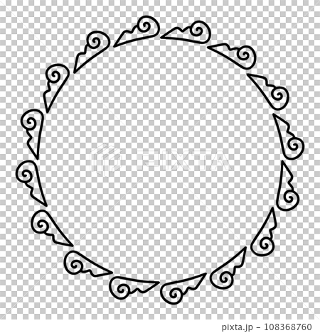 Hand drawn cloud enclosure frame, circular, Chinese style 108368760
