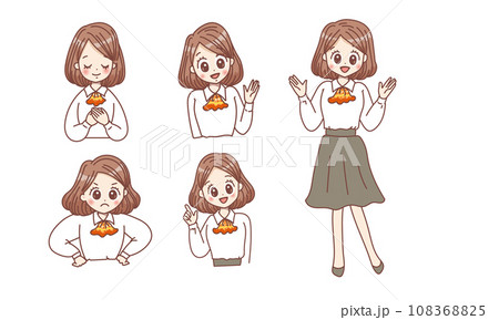 秋服制服スタイルの女性の表情いろいろ 秋服制服スタイルの女性の表情いろいろ 108368825