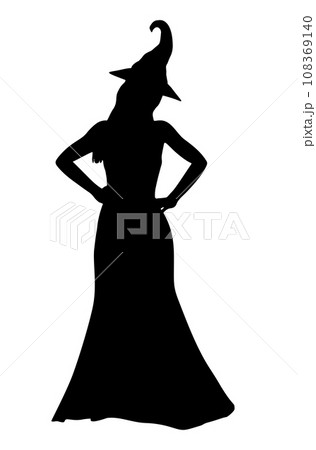 Silhouette of witch in long dress Silhouette of witch in long dress 108369140
