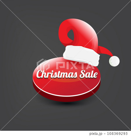 vector Christmas sales paper banner or tag label with red santa hat on grey christmas background. Red winter Christmas sale poster, banner, social media post design template and background vector Christmas sales paper banner or tag label with red santa hat on grey christmas background. Red winter Christmas sale poster, banner, social media post design template and background 108369293