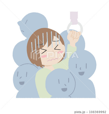 手描き風の人ごみが苦手な女性 108369992