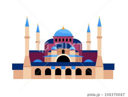Hagia Sophia Grand Mosque - modern flat design style single isolated image 108370087