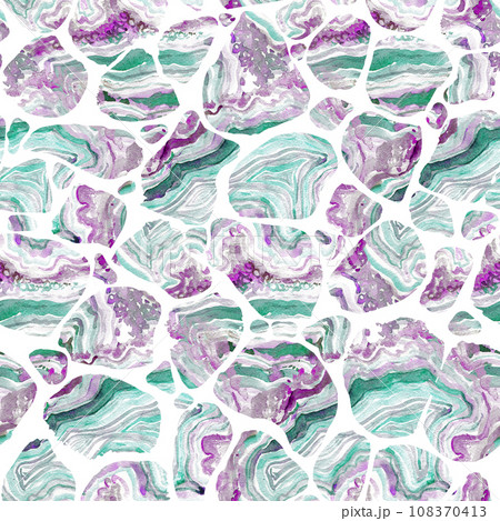 Modern seamless pattern with the texture of the layered Onyx mineral stone in watercolor imitation 108370413