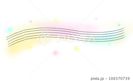 カラフル五線譜、かわいい音符のイラスト。 カラフル五線譜、かわいい音符のイラスト。 108370739