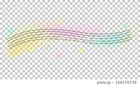 カラフル五線譜、かわいい音符のイラスト。 カラフル五線譜、かわいい音符のイラスト。 108370739