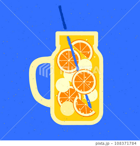 Mocktail with orange fruit. Juicy non-alcoholic with Aperol and ice balls 108371784