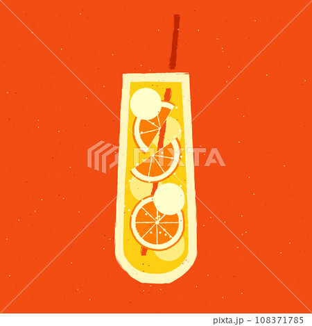 Mocktail with orange fruit. Bright non-alcoholic juicy tropical cocktail 108371785