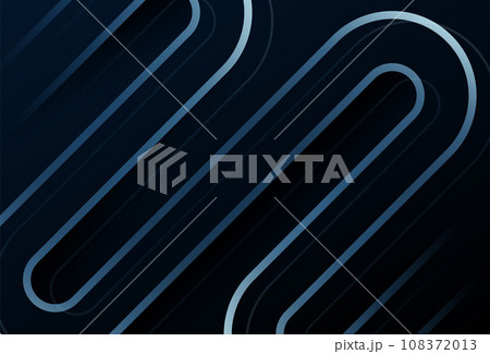 Abstract geometric flow lines on dark background. Modern glowing diagonal rounded lines. Futuristic technology concept. Suit for poster, banner, brochure, corporate, website. Vector illustration 108372013