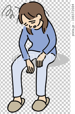 疲労で座り込む女性 108372084