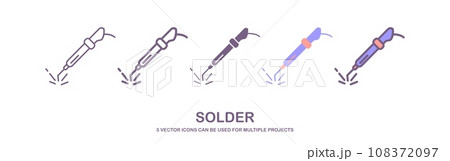 soldering icon vector line style. tool icon outline. isolated on white background. solder icon illustration vector isolated on white background. 108372097