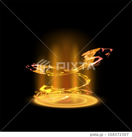 Glowing circle with swirl light game effect. 108372307