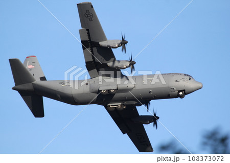 樹木スレスレに着陸するC130輸送機 108373072