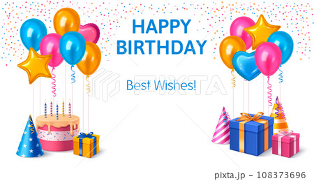 Birthday background with realistic elements 108373696