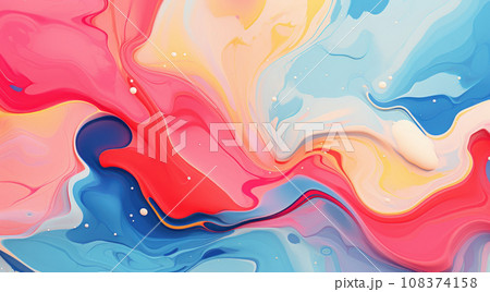 Background with liquid colored swirls and dye blends that flows from top to bottom. Fluid art acrylic texture with colorful waves, mixing paint effect. 108374158