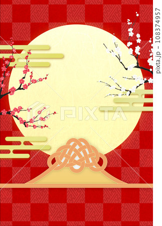 水引飾りの富士山と初日の出 108374957