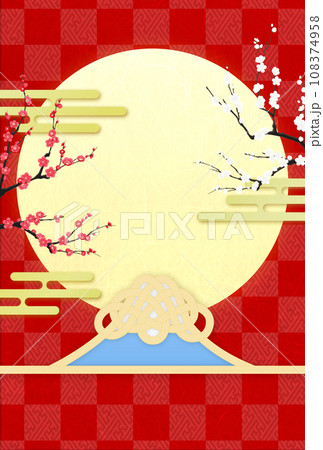 水引飾りの富士山と初日の出 108374958