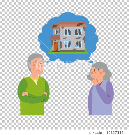 空き家の処置に困る高齢夫婦 108375154