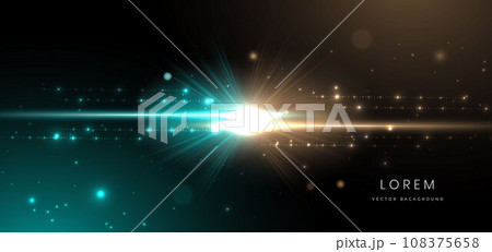Abstract technology futuristic glowing blue and gold light ray on black background with lighting effect. Abstract technology futuristic glowing blue and gold light ray on black background with lighting effect. 108375658