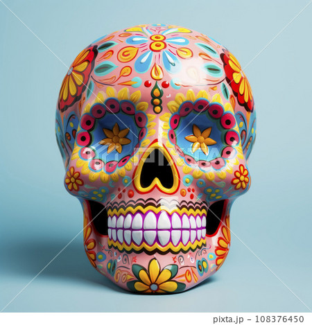 The bright sugarloaf skull is made in Mexican traditions. 108376450