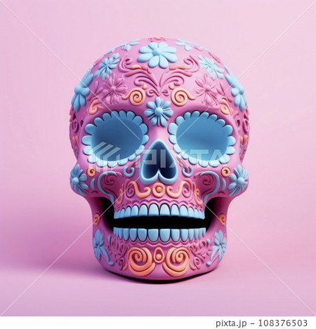 The bright sugarloaf skull is made in Mexican traditions. 108376503