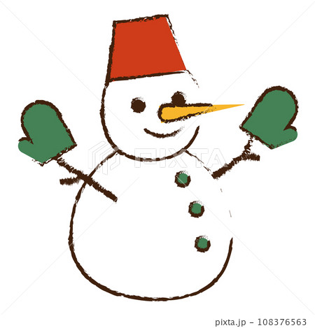 イラスト素材　雪だるま　手描き 108376563