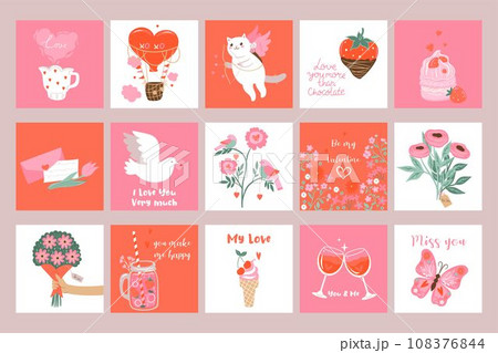 cute cards for valentine's day. Vector graphics. 108376844