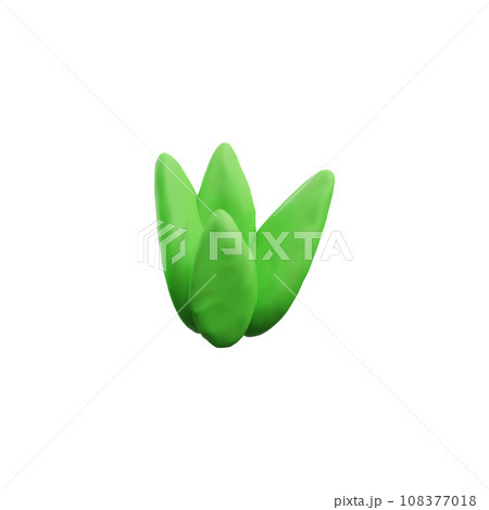 Green leaves or grass, realistic plasticine 3D, vector illustration 108377018
