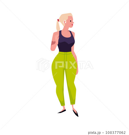 Deaf young woman with hearing aid, person has health problems and using medical gadget in ear vector isolated character 108377062