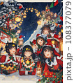 クリスマス　イラスト　サンタコス　コスプレ　美女　Xmas　イルミネーション 108377079