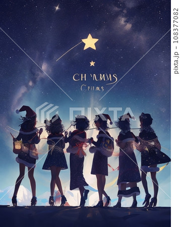 クリスマス　イラスト　サンタコス　コスプレ　美女　Xmas　イルミネーション 108377082