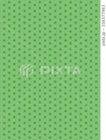 和柄背景　麻の葉文様　緑　縦長 108377963