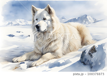 argentine polar dog watercolor trendingのイラスト素材 [108378873] - PIXTA