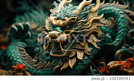 Happy Chinese New Year 2024 greeting card with green tree dragon zodiac sign on color background. Idea for a poster or postcard congratulations and wishes for happiness in the new year Happy Chinese New Year 2024 greeting card with green tree dragon zodiac sign on color background. Idea for a poster or postcard congratulations and wishes for happiness in the new year 108380341