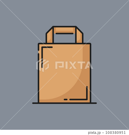 Paper lunch box, takeaway packaging template color line icon. Vector kraft food container cardboard package bag. Takeout fastfood container mockup Paper lunch box, takeaway packaging template color line icon. Vector kraft food container cardboard package bag. Takeout fastfood container mockup 108380951