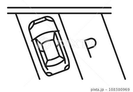 Car parking lot line icon, garage service and vehicle park zone, vector sign. Street road parking space for transport in public area, garage information or parking rules outline symbol in top view Car parking lot line icon, garage service and vehicle park zone, vector sign. Street road parking space for transport in public area, garage information or parking rules outline symbol in top view 108380969