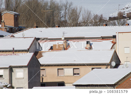 Buildings covered with snow. 108381579