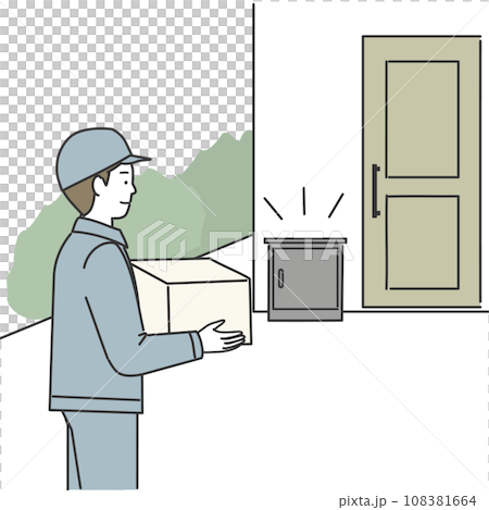置き配をする配達員 108381664
