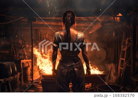 Blacksmith woman forge. Sexy person workshop. Generate Ai Blacksmith woman forge. Sexy person workshop. Generate Ai 108382570