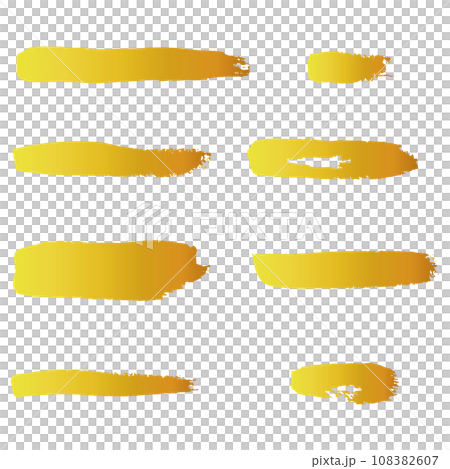 日式素材插圖集用畫筆向量繪製的金色線條 108382607