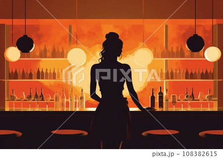 Bartender woman draft bar. People liquid. Generate Ai Bartender woman draft bar. People liquid. Generate Ai 108382615