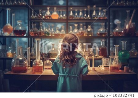 School lesson chemist child. Discovery chemical laboratory. Generate Ai School lesson chemist child. Discovery chemical laboratory. Generate Ai 108382741