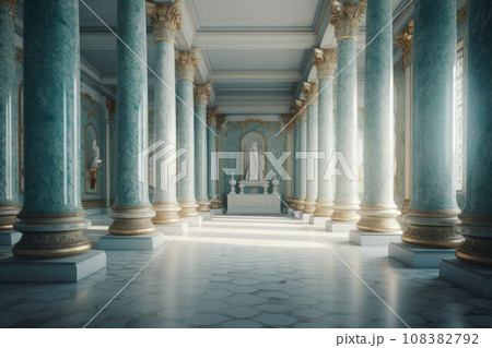 Column ancient hall. Old building temple. Generate Ai Column ancient hall. Old building temple. Generate Ai 108382792